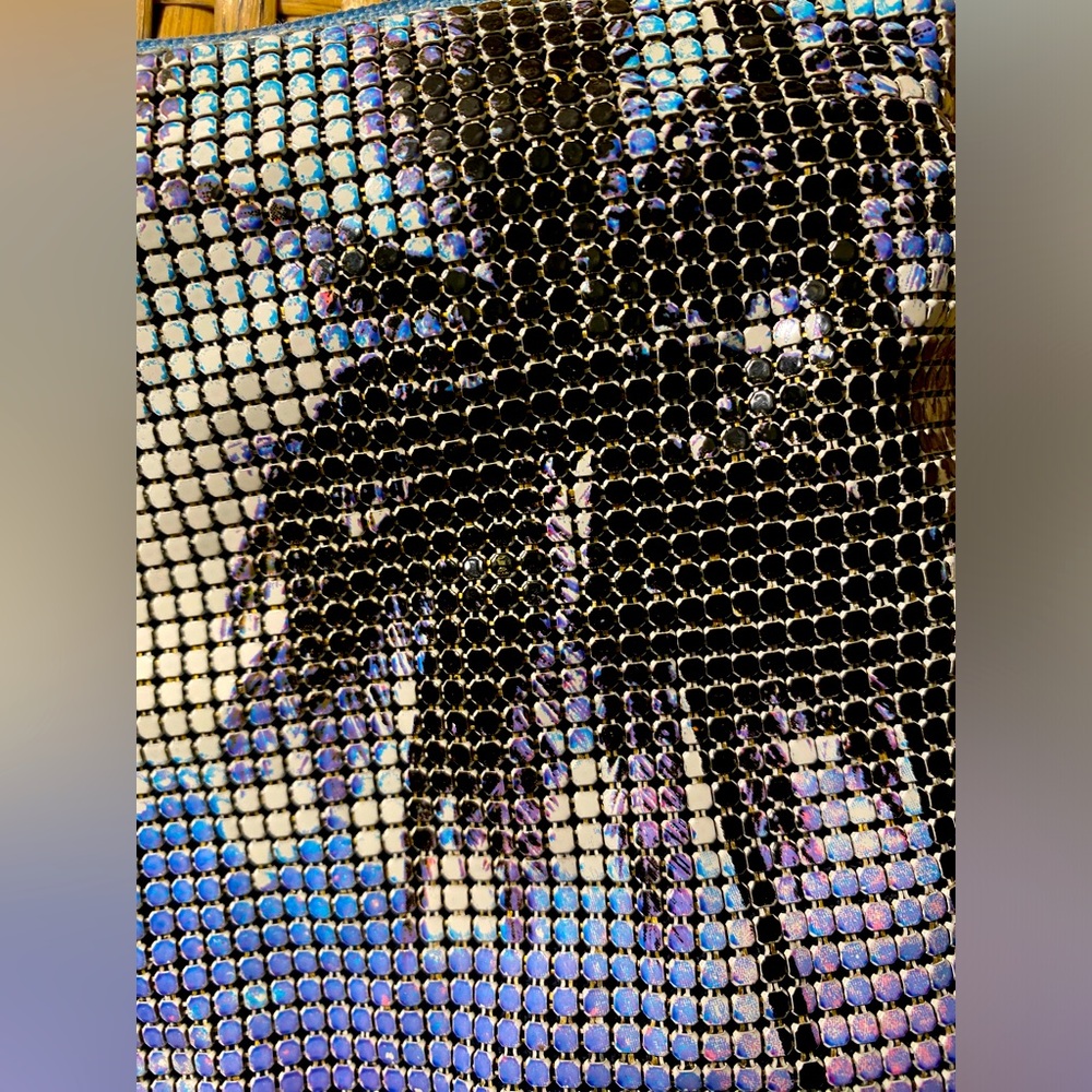 Whiting & Davis 1876 metal mesh bag, palm tree/Hawaiian print - Picture 3 of 5